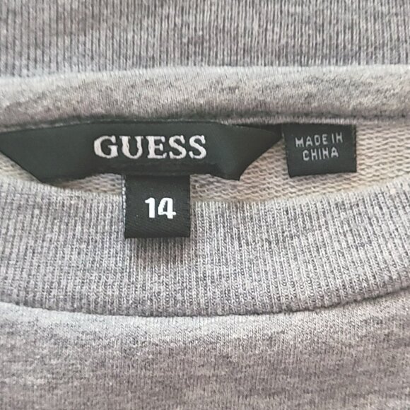 Girl's GUESS gray sweater w/ fancy side flaps  Size 14 - Picture 2 of 3